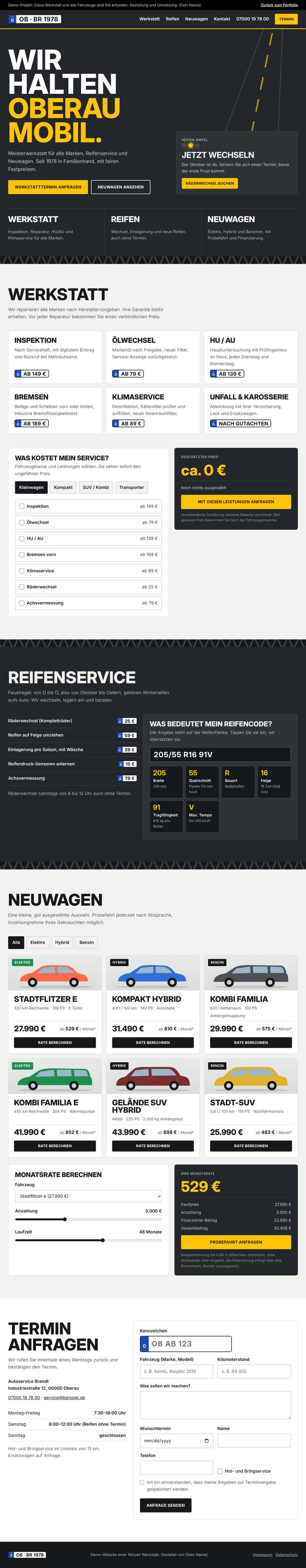 Ganze Startseite von Autoservice Brandt